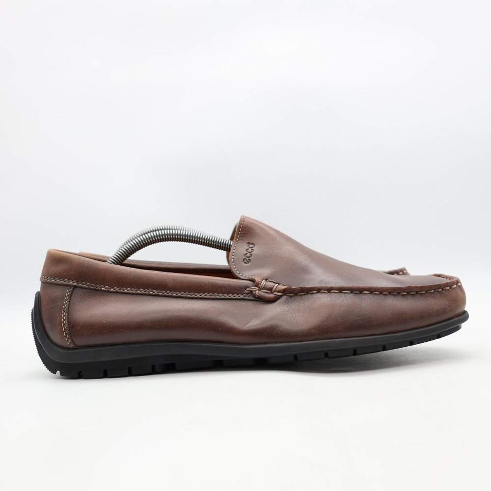 Ecco Classic Moc 2 Driving Loafers Men's Size EU 45 Brown Leather Slip On Shoes